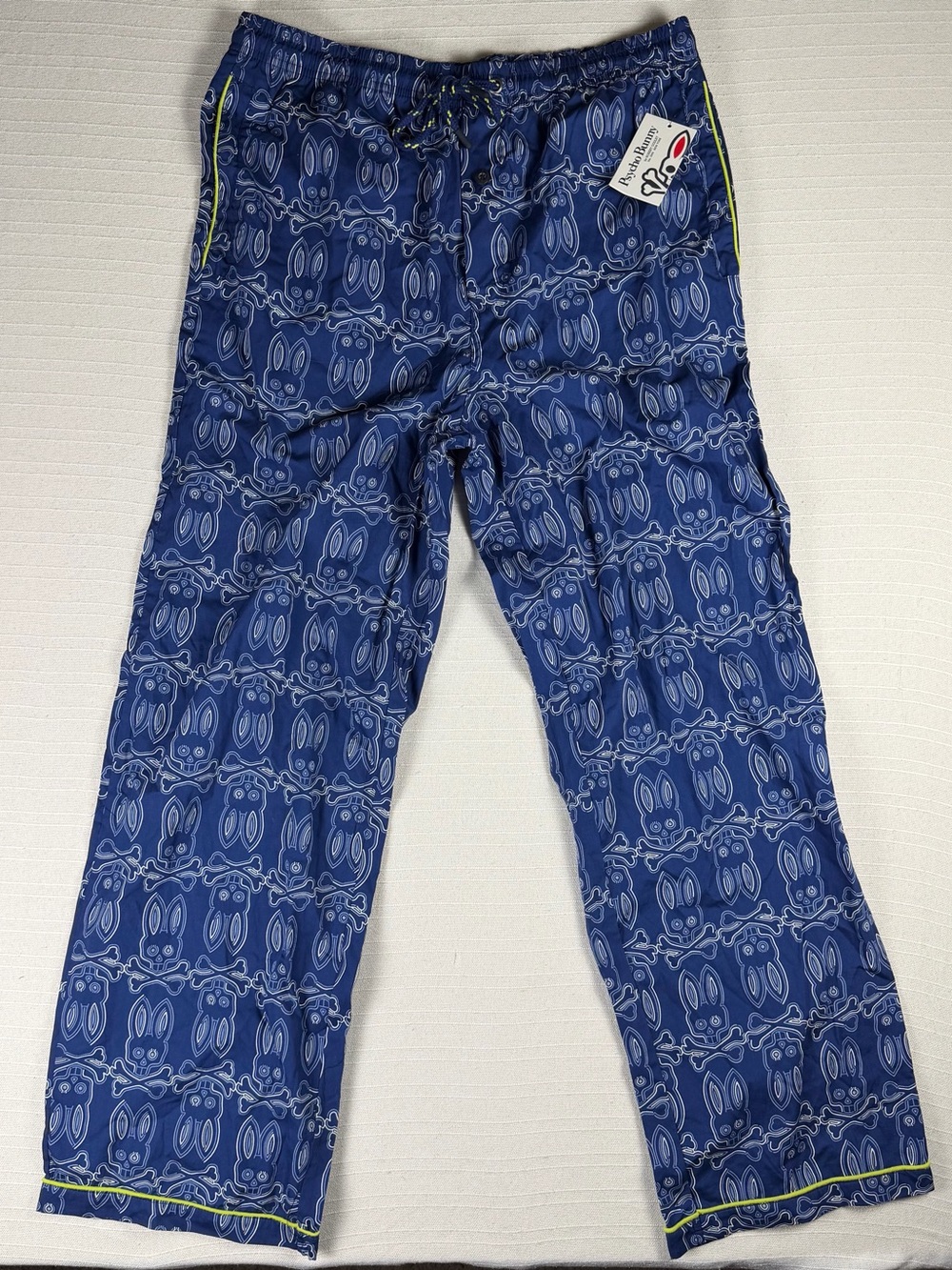 NWT Psycho Bunny Men's Blue Skull & Bones Print Lounge Pants Size Large